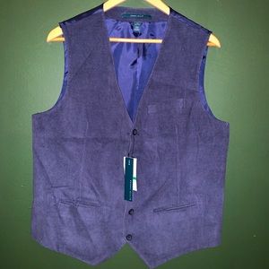Perry Ellis corduroy vest - blue heron/navy color - size Large